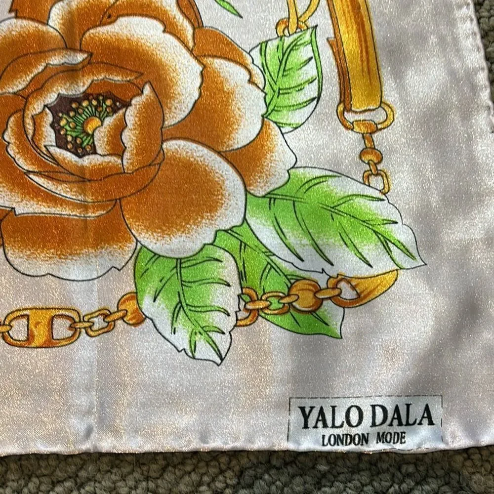 Vintage Floral Scarf Yalo Dala London Mode Pink Brown Green